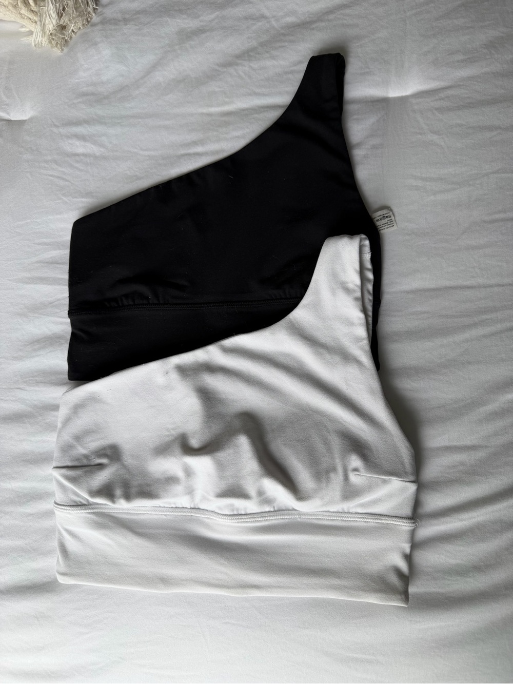 lululemon athletica Black & White One-Shoulder Crop Tops